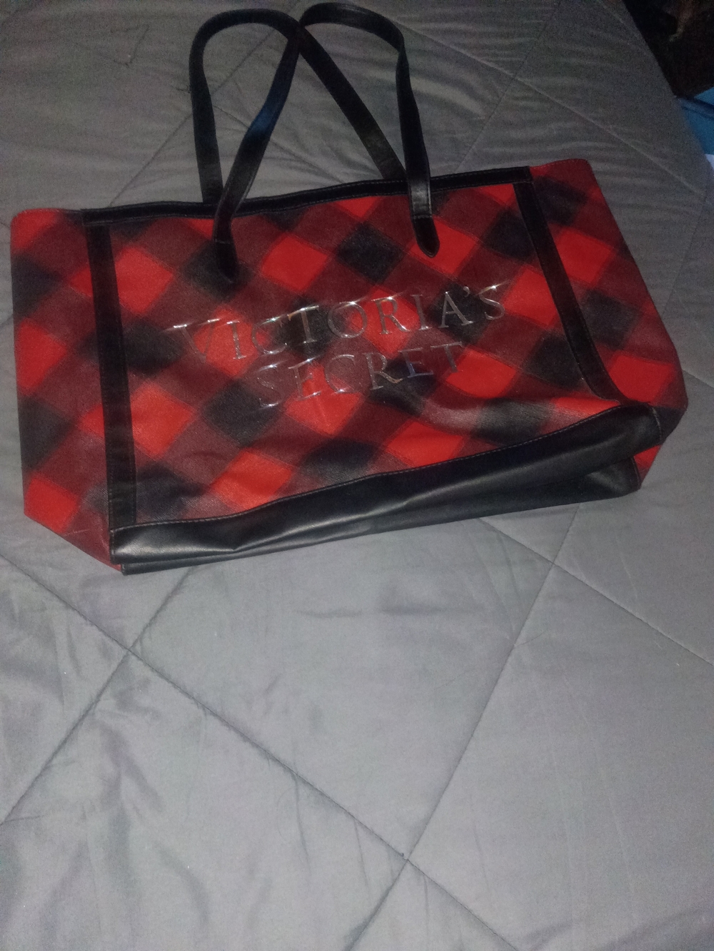 Victoria's Secret Red Plaid Tote Bag